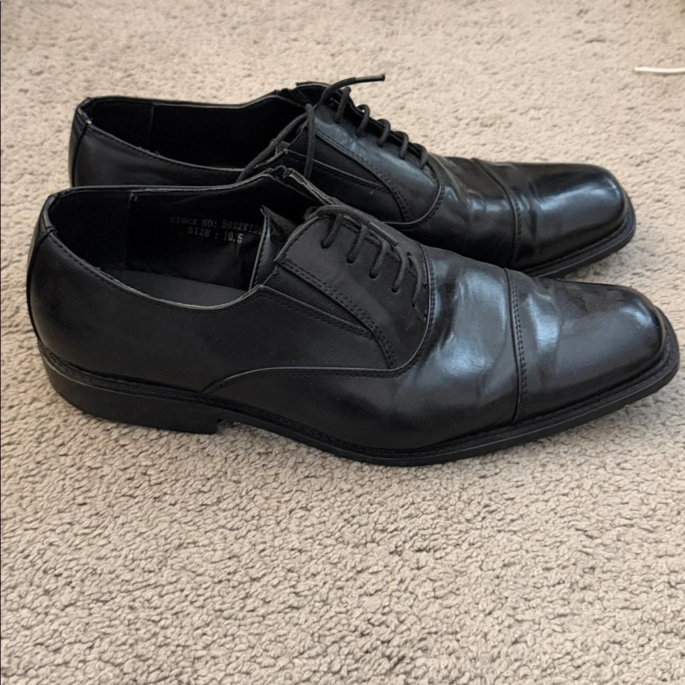 Antonio Cerrelli Black Leather Cap Toe Dress Shoes – Size 10.5